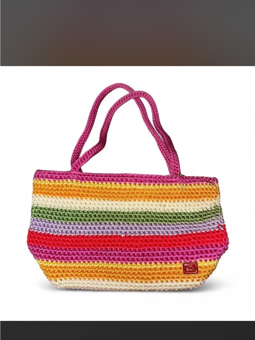 The Sak Pink Multicolor Crochet Stripe Purse